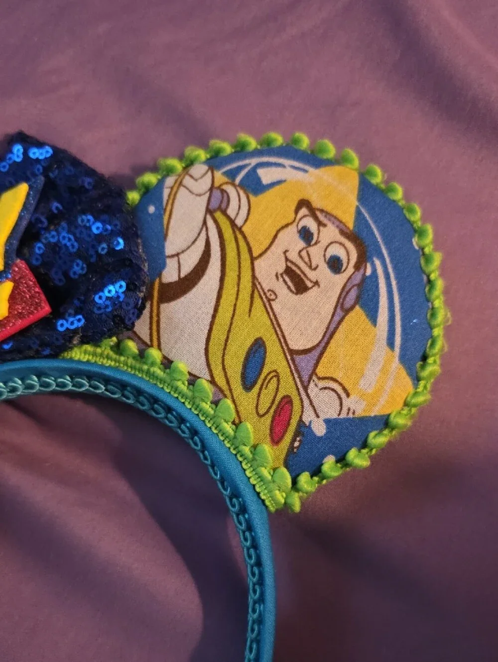 Toy Story Inspired Blue Sequin Bow Headband